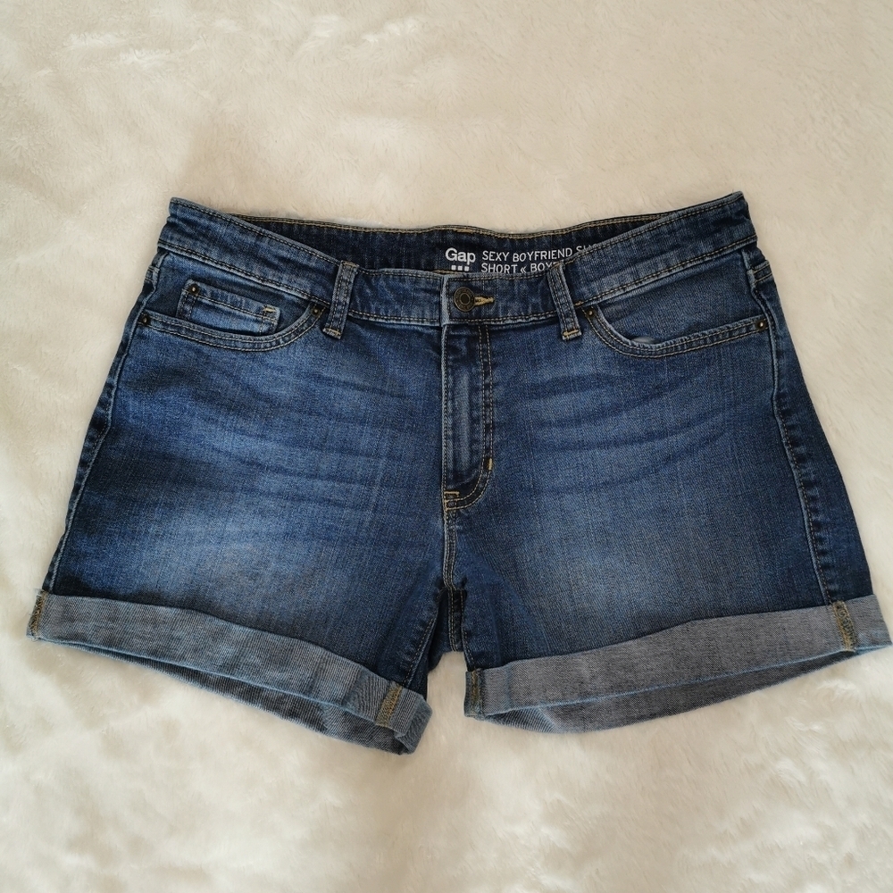 Gap Sexy Boyfriend Cuffed 5-Pocket Mid-Rise 4" Jean Shorts - Sz 10